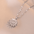Set de collar y pendientes de girasol en circonita, plata de tendencia – imagen 4