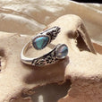 Anillo vintage ajustable de plata con piedra azul – imagen 3