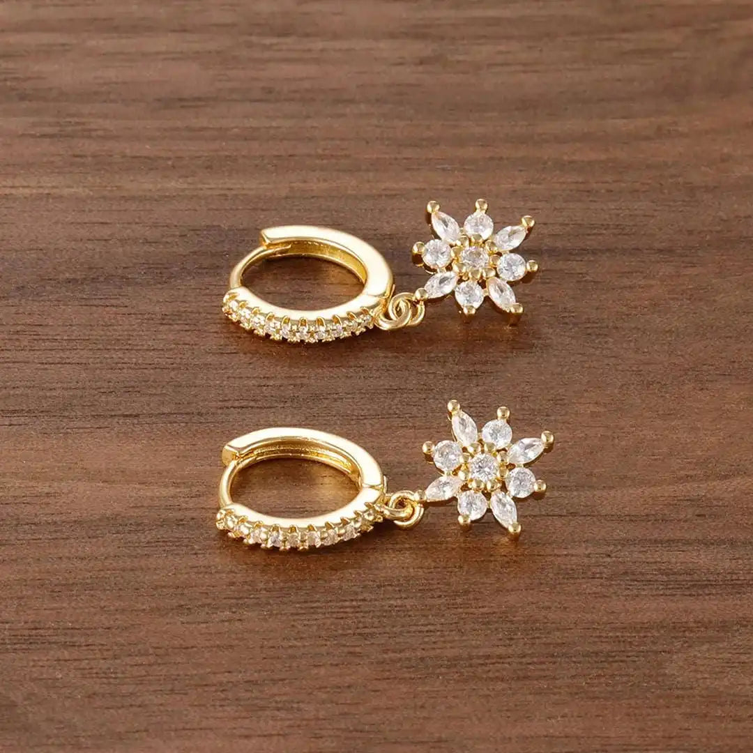 Pendientes colgantes clásicos de copo de nieve de cristal – imagen 2