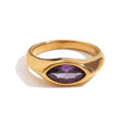 Anillo de sello dorado con piedra preciosa en forma de marquesa – imagen 8