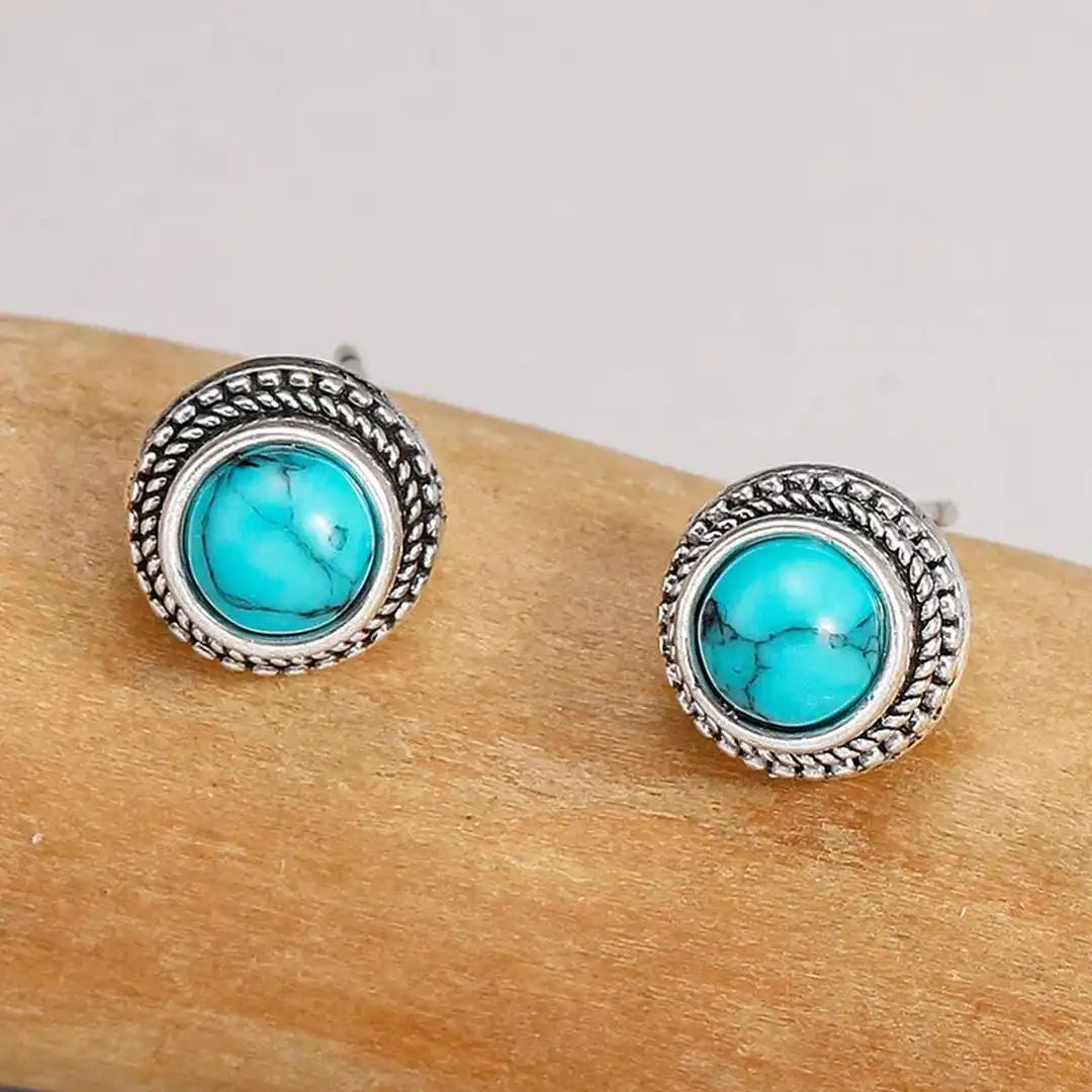 Pendientes bohemios vintage de turquesa de imitación – imagen 3