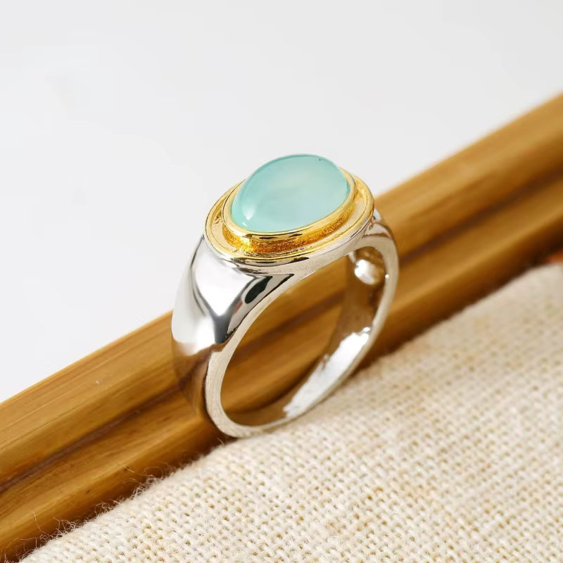 Anillo moderno bicolor verde – imagen 2