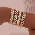 Conjunto de pulseras ajustables doradas con circonitas cúbicas chunky