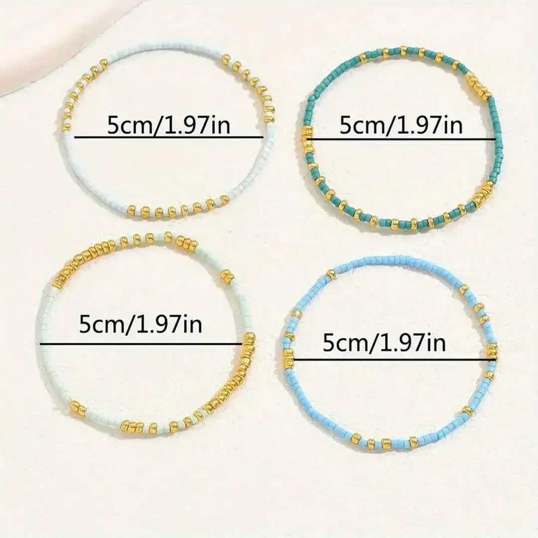 Set de pulseras bohemias chic de turquesa con cuentas – imagen 4