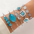 Conjunto de pulseras vintage de plata con turquesa y motivos florales — Carmen, Lucía & Rocío