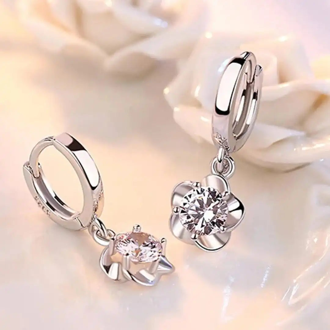 Pendientes de plata de ley con circonita morada y blanca – imagen 4