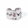 Anillo ajustable martillado ancho con cristales arcoíris – imagen 5