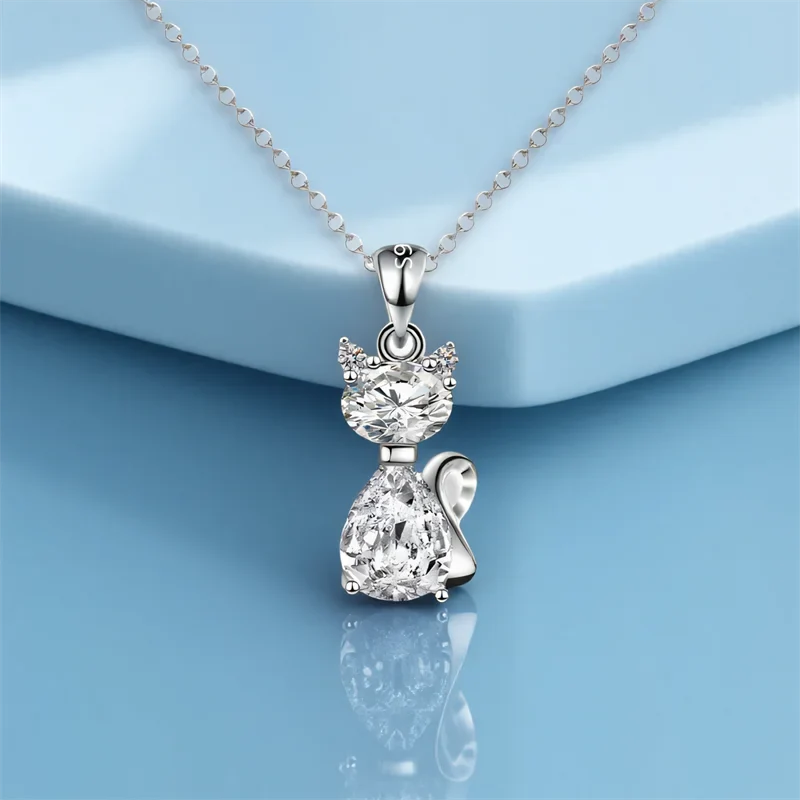 Collar felino de plata de ley con circonitas – imagen 2