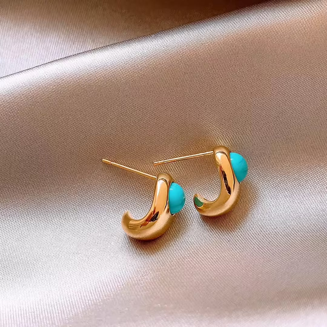Pendientes atemporales de cobre y turquesa – imagen 3