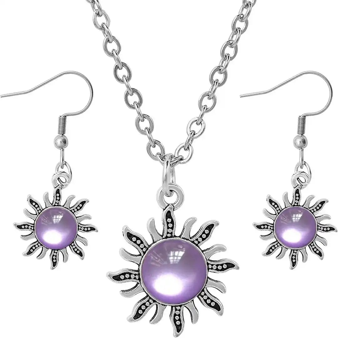 Conjunto de collar de ojo de gato con destello solar — Carmen, Lucía & Rocío