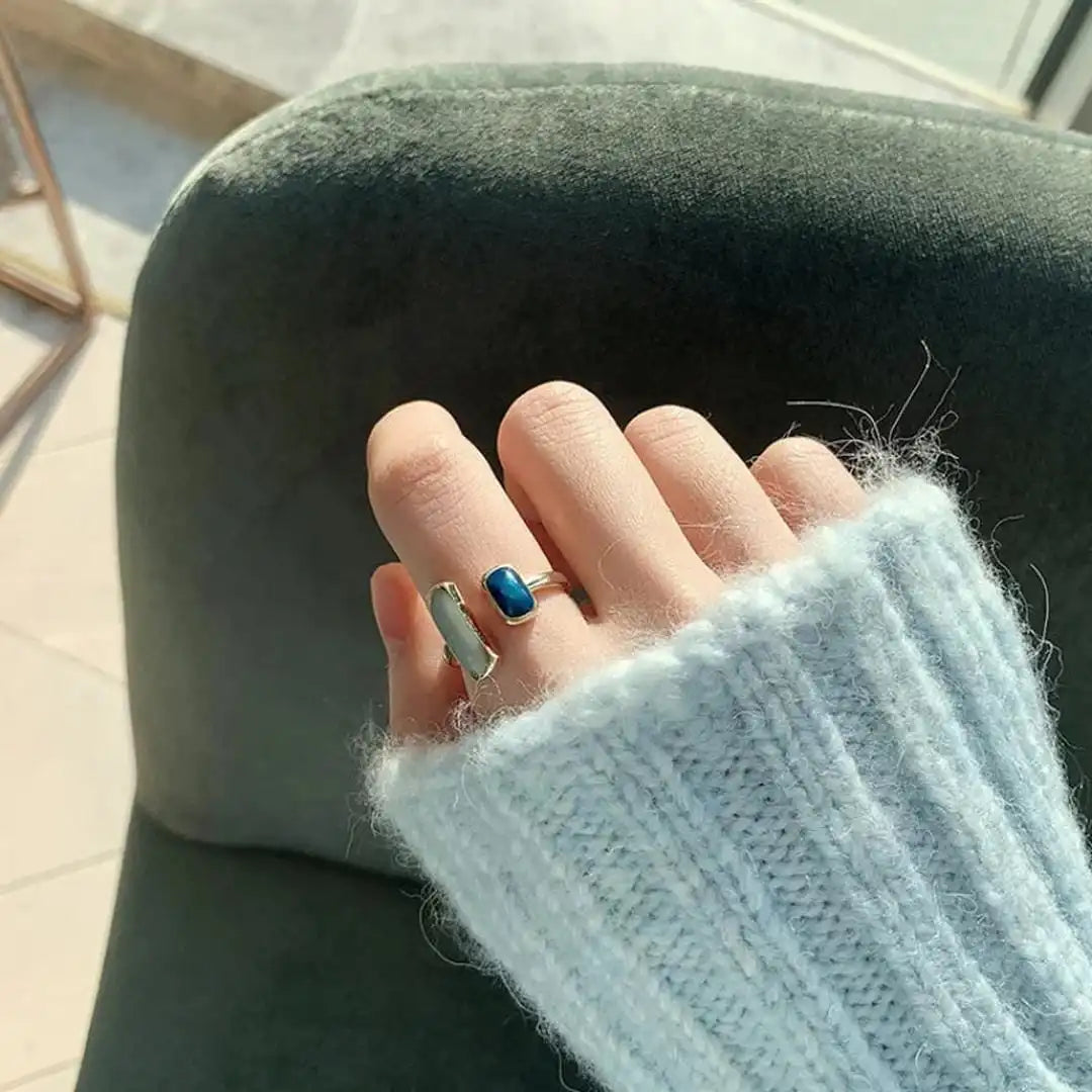 Anillo ajustable bohemio con piedra azul – imagen 2