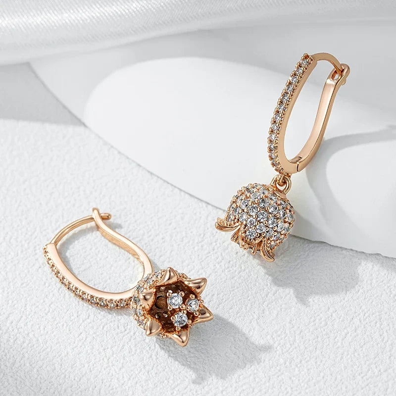 Pendientes de aro colgantes con flor radiante – imagen 2