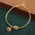 Pulsera loto de turquesa en oro antiguo