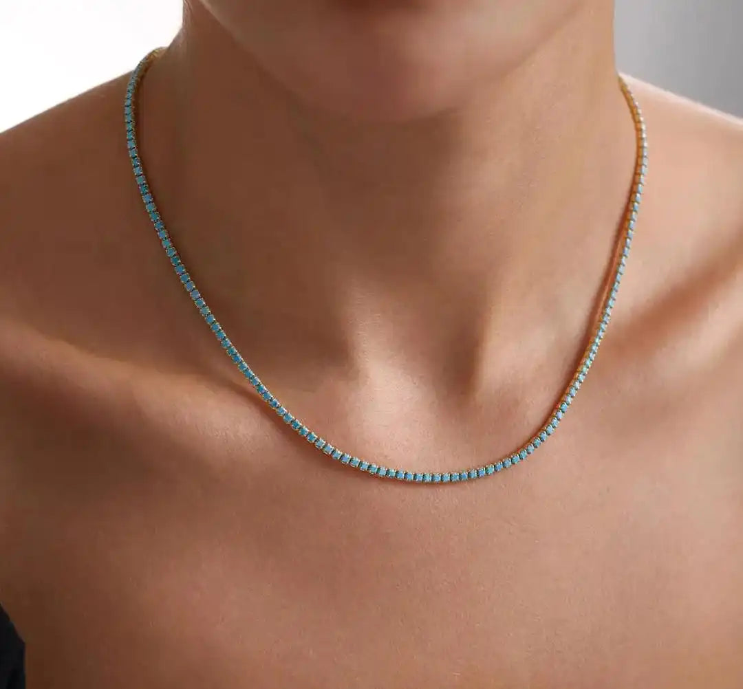 Collar vintage dorado con piedra turquesa – imagen 2