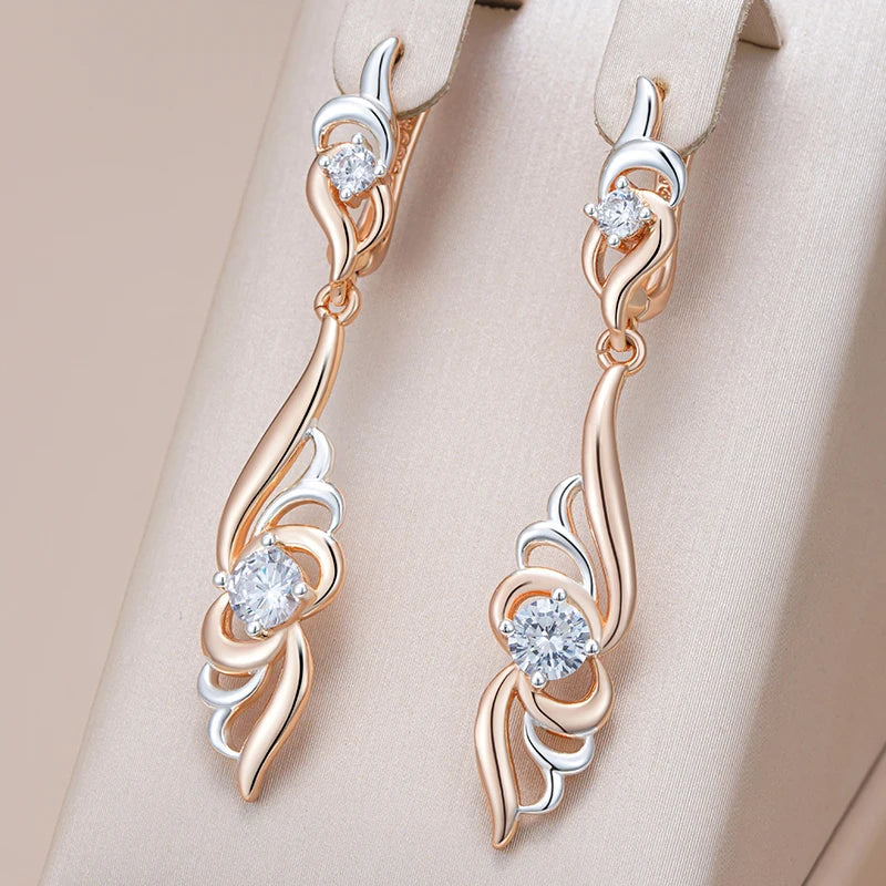 Pendientes colgantes florales de circonita