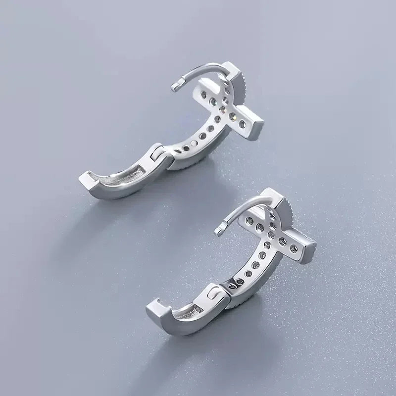 Pendientes de aro exquisitos con cruz – imagen 2