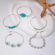 Conjunto de pulseras vintage de plata con turquesa y motivos florales — Carmen, Lucía & Rocío