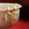 Pendientes retro de jade Hetian
