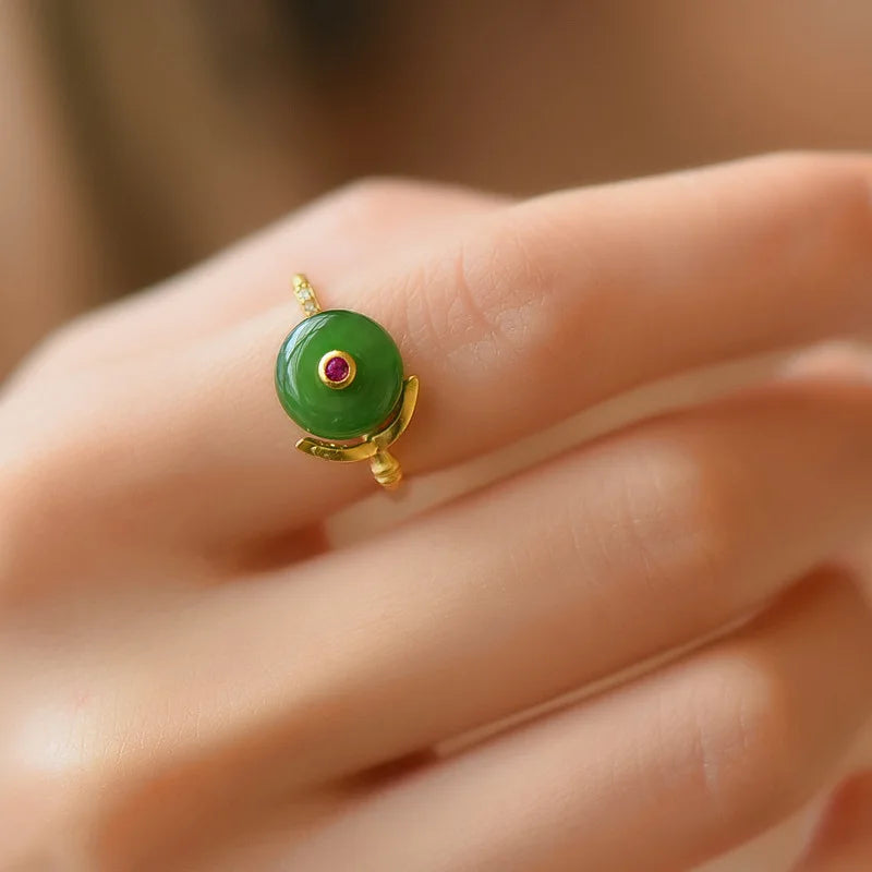 Anillo cuadrado de jade encantador – imagen 4