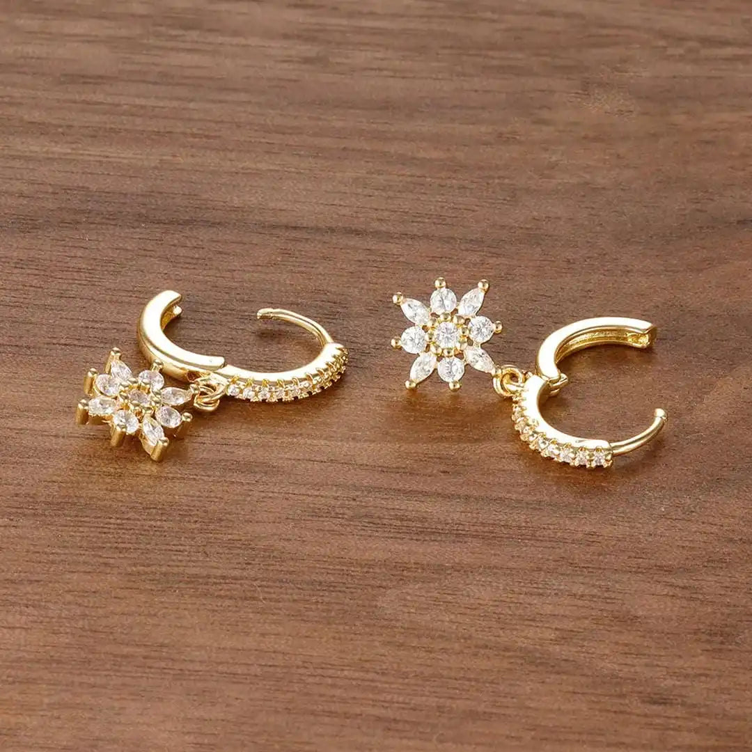 Pendientes colgantes clásicos de copo de nieve de cristal – imagen 6