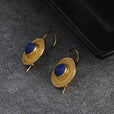 Pendientes colgantes redondos de piedra azul – imagen 3