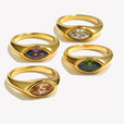 Anillo de sello dorado con piedra preciosa en forma de marquesa – imagen 4