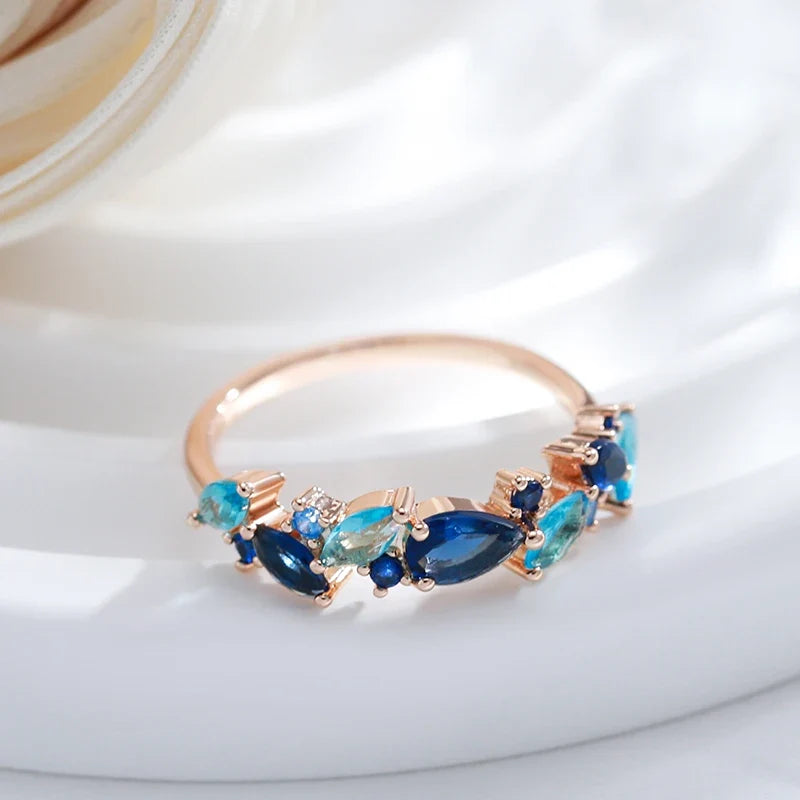 Anillo opulento de zafiro aqua – imagen 2