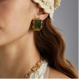 Pendientes rectangulares con colgante de perla de estilo prestigioso – imagen 3