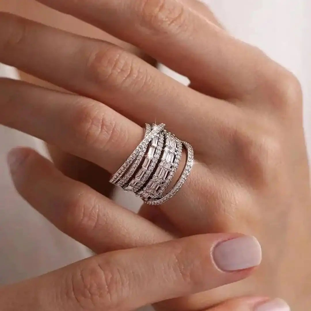 Anillo exquisito de plata multicapa – imagen 3