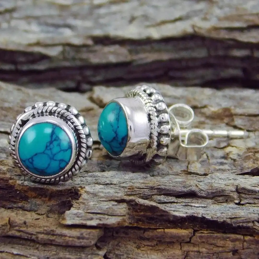 Pendientes bohemios vintage de turquesa de imitación – imagen 6