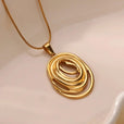 Collar geométrico oval hueco en oro y plata – imagen 2