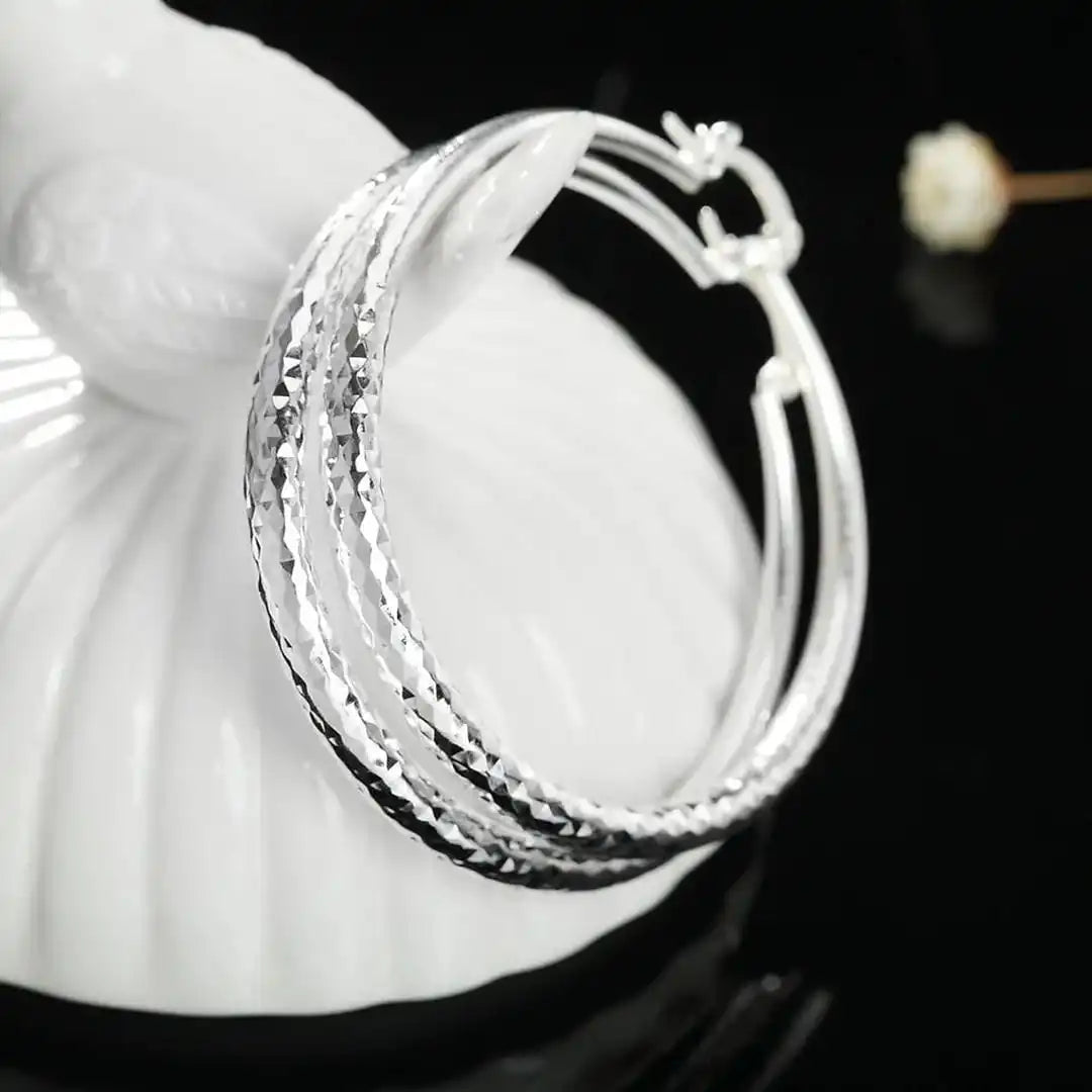 Pendientes aro circulares de plata de ley – imagen 3