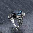 Anillo vintage de plata con circonita azul ovalada – imagen 5