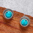 Pendientes bohemios vintage de turquesa de imitación – imagen 5