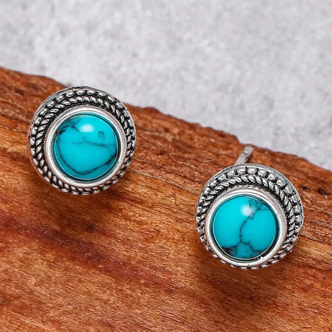 Pendientes bohemios vintage de turquesa de imitación – imagen 5