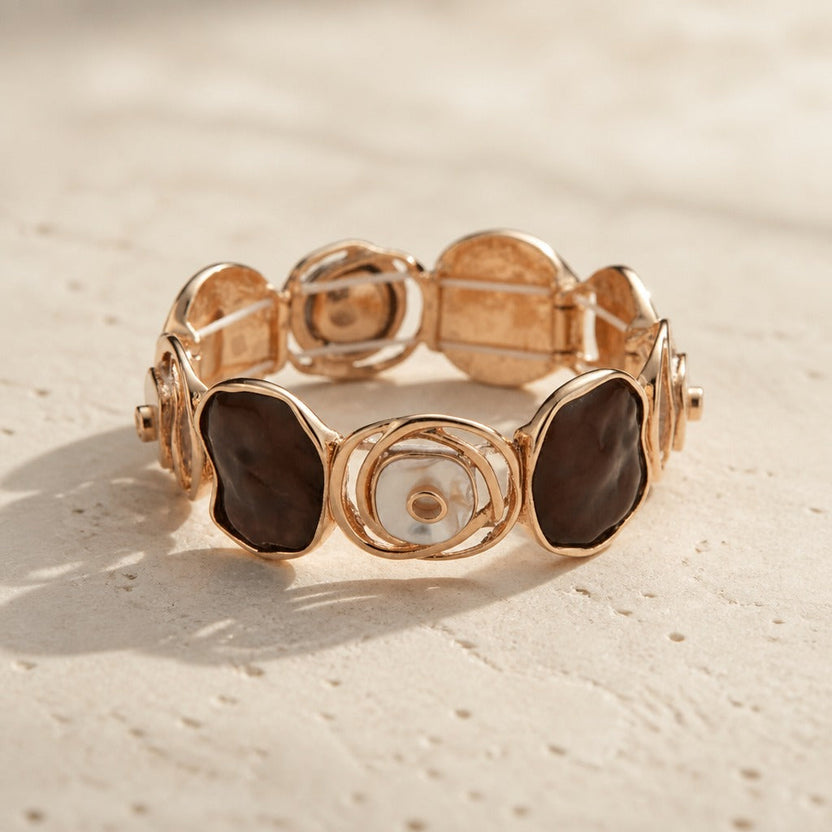 Pulsera de oro rosa Shell & Stone