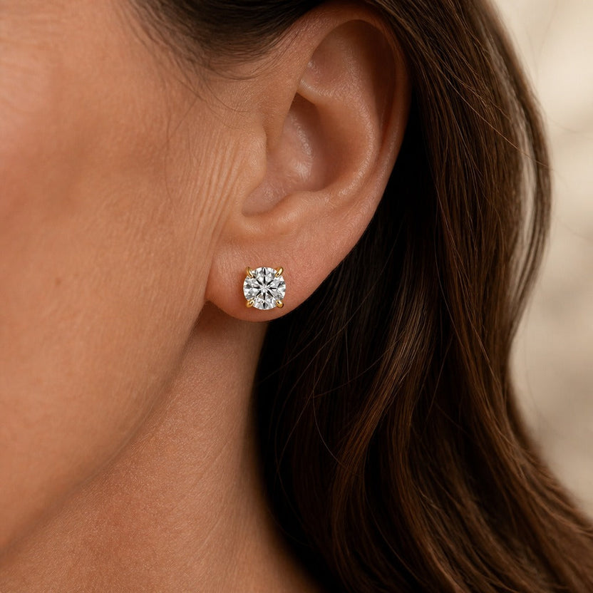 Pendientes de circonita con oro blanco brillantes