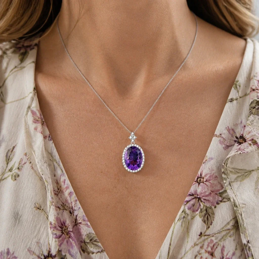 Collar con colgante Halo Solitario — Carmen, Lucía & Rocío