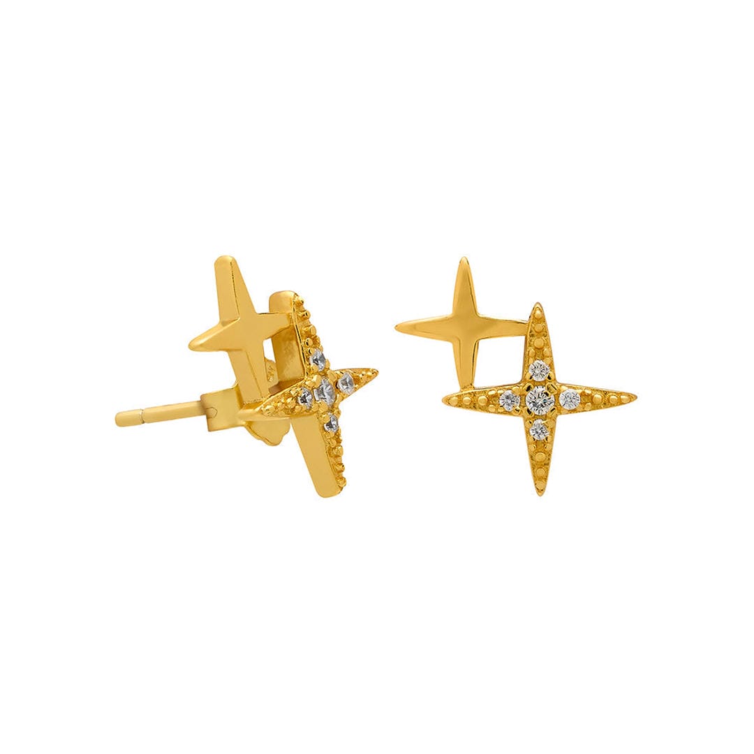 Pendientes de doble estrella con cristal – imagen 2