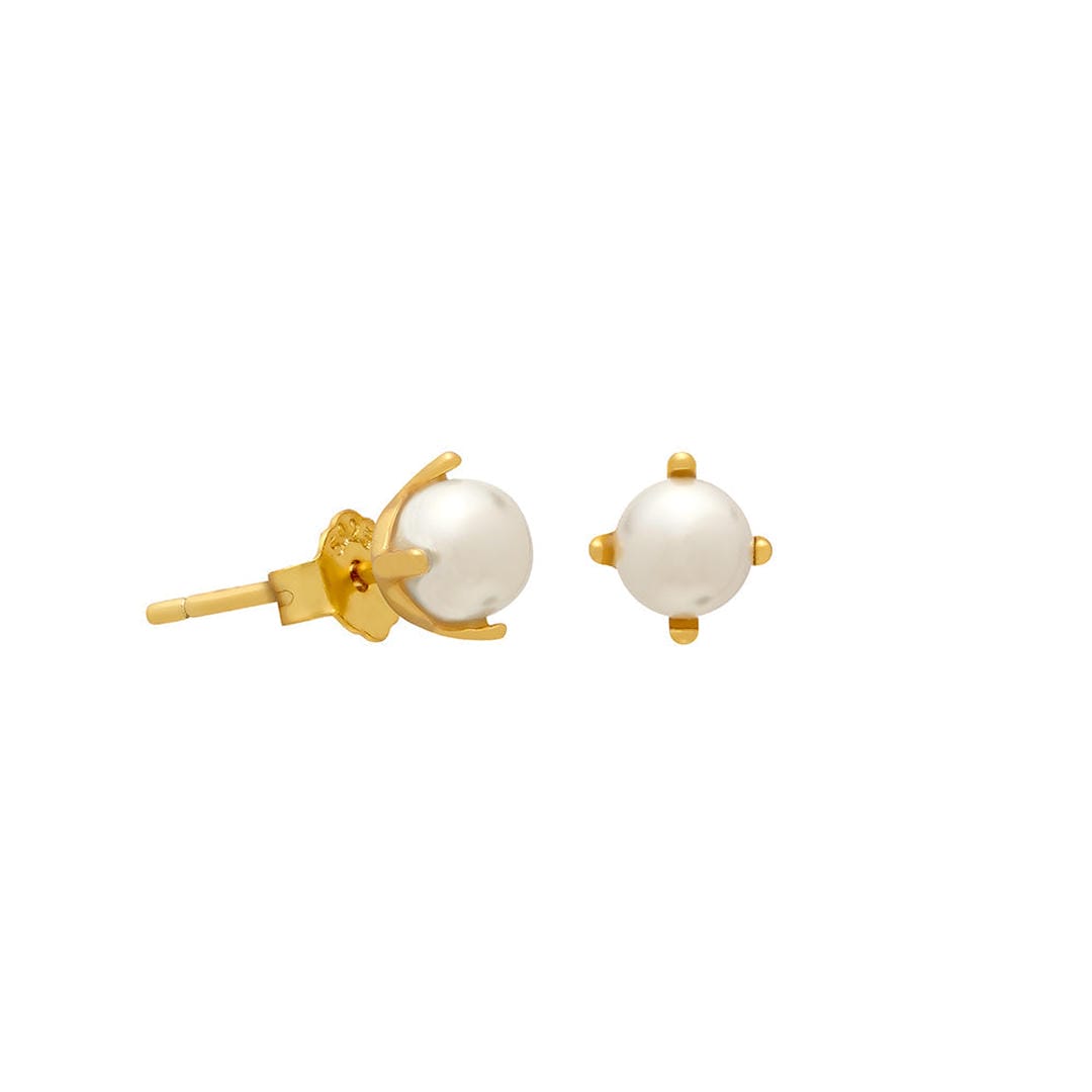 Pendientes de perla dorada pequeños – imagen 2