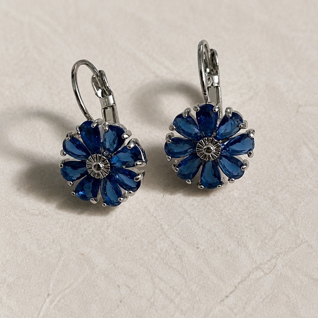 Pendientes de girasol de circonita en plata – imagen 2