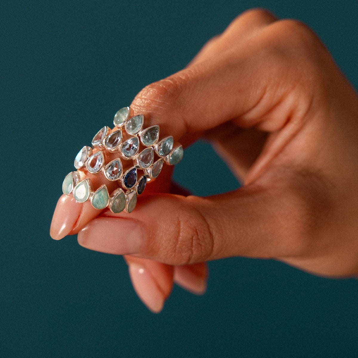 Anillo de lágrimas de aguamarina – imagen 2