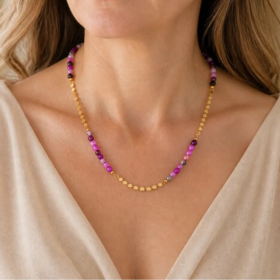 Collar de cuentas de amatista atemporal