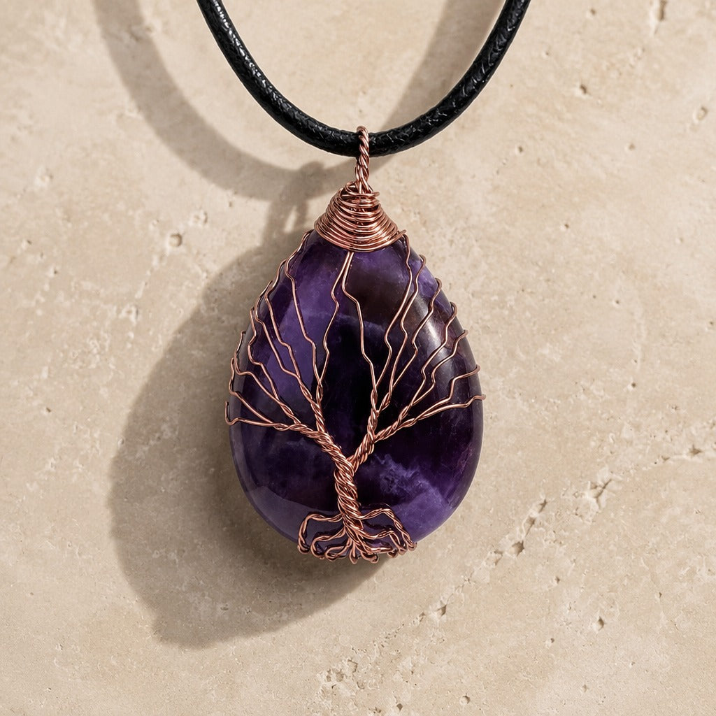 Collar con colgante árbol de la vida de amatista – imagen 2