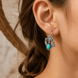 Pendientes de flor de cactus turquesa