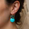 Pendientes largos de racimo de turquesa