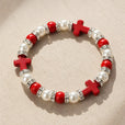 Pulsera de cuentas turquesa con cruz – imagen 2