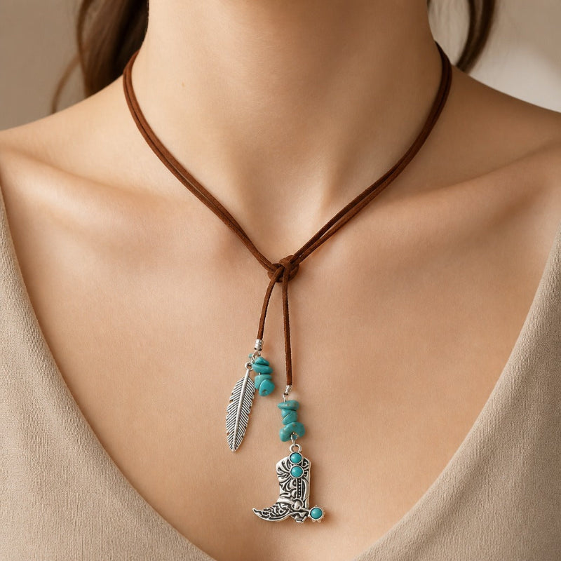 Collar envolvente de pluma turquesa – imagen 2