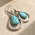 Pendientes aro con gota de turquesa – imagen 2