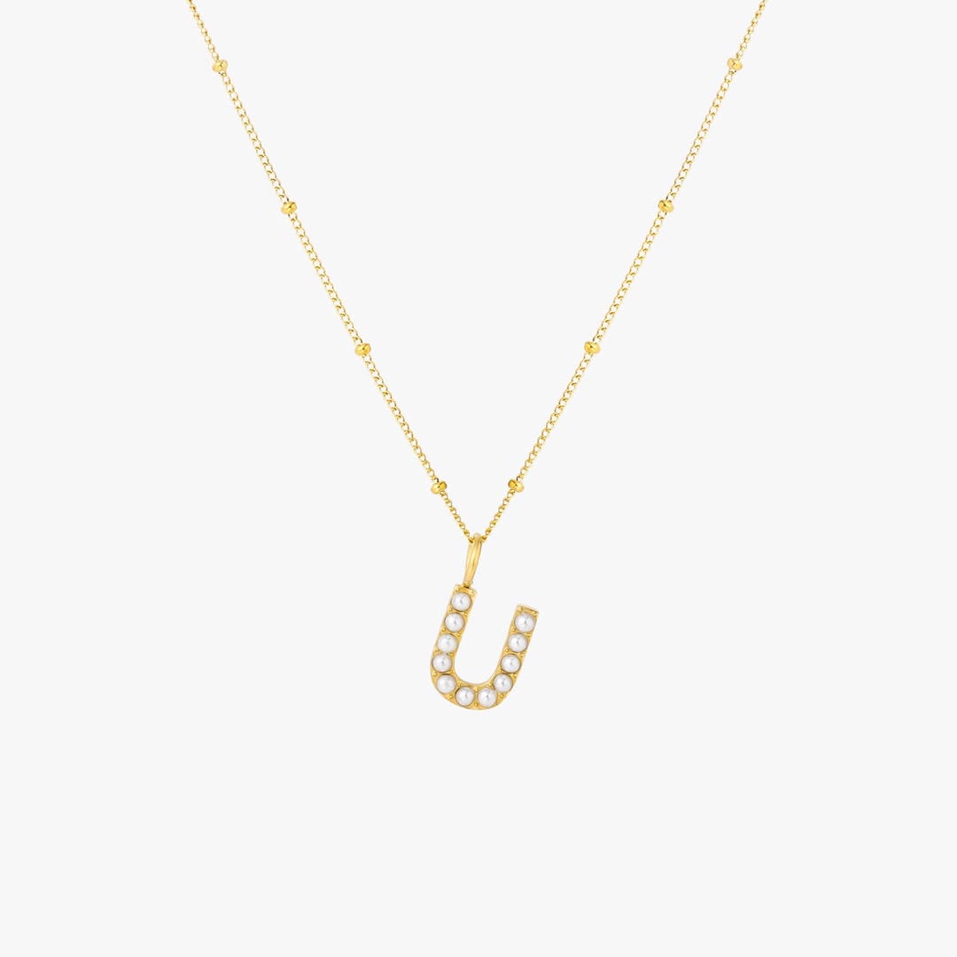 Collar con colgante inicial de perla – imagen 25